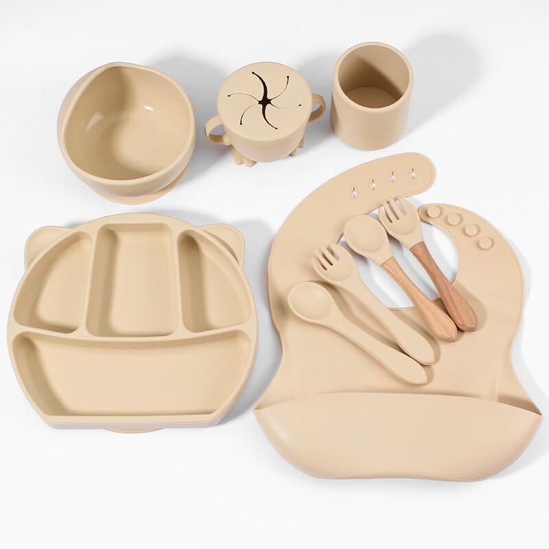 ZISIZ Kids Silicone Dinner Plate & Tableware Set