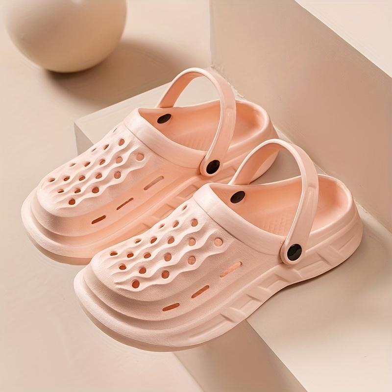 Solid Color Trendy Slippers, Soft Sole Platform Closed Toe Two-way Wear Garden Slippers, Non-slip Summer Beach Slides