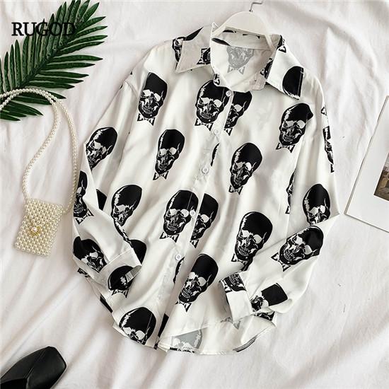 

Женская блузка с принтом черепа M белый