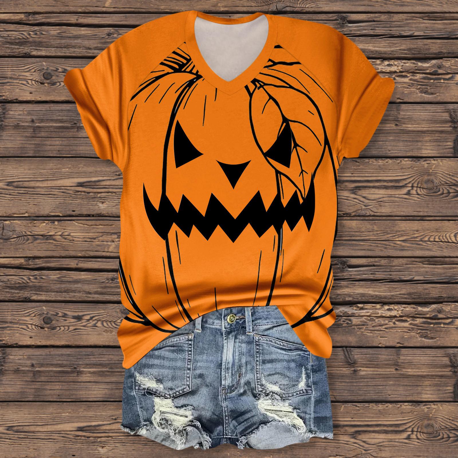 

Женская мода повседневная рубашка с рукавом три четверти и принтом букв на Хэллоуин S