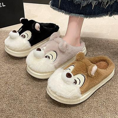 Mode Nieuwe Winter Schattig Cartoon Patroon Warme Pluche Pantoffels Dames Indoor Antislip Huis Slides Dames Teen Wrap Huis Katoenen Schoenen