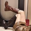 2025 Women's Retro Over-the-Knee High-Top Boots, Versatile Autumn/Winter In Paris Gray & Dark Brown