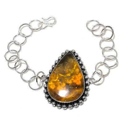 Armband aus 925er Sterlingsilber mit natürlichem Hummel-Jaspis-Edelstein, 17,8–20,3 cm, a2j45