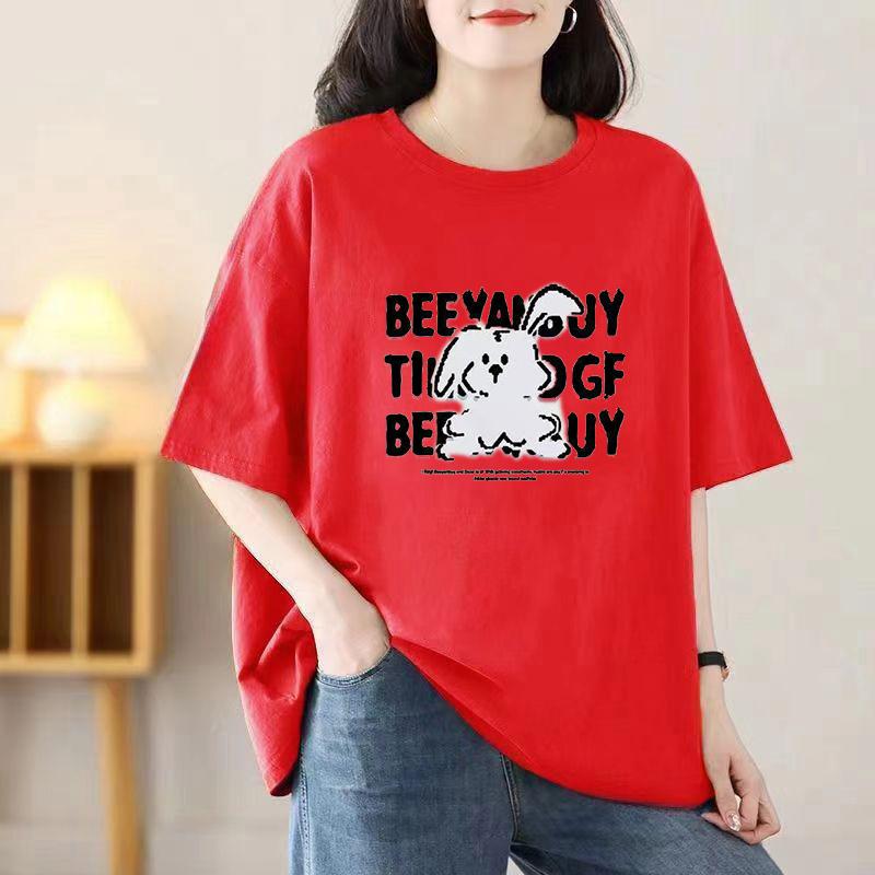 

Летняя женская новая футболка с короткими рукавами и принтом в виде мультфильма, свободные топы 3XL