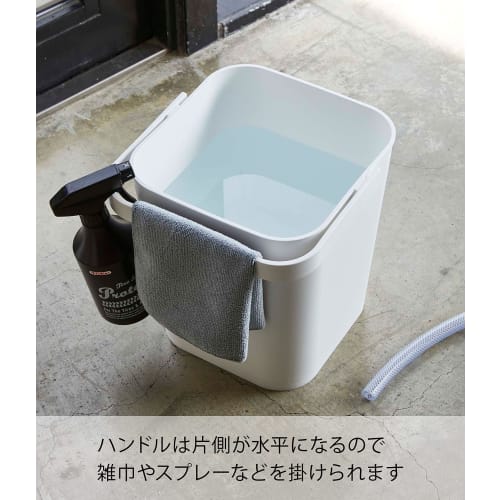 Yamazaki Tower Bucket with Lid, 12L, White, Approx. W27.5 X D26.5 X H28cm, Square, with Handle, Storage Box, 4208