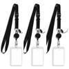 Retractable ID Card Holder with Neck Strap Long Lanyard for Women Men Office Worker Business Supplies