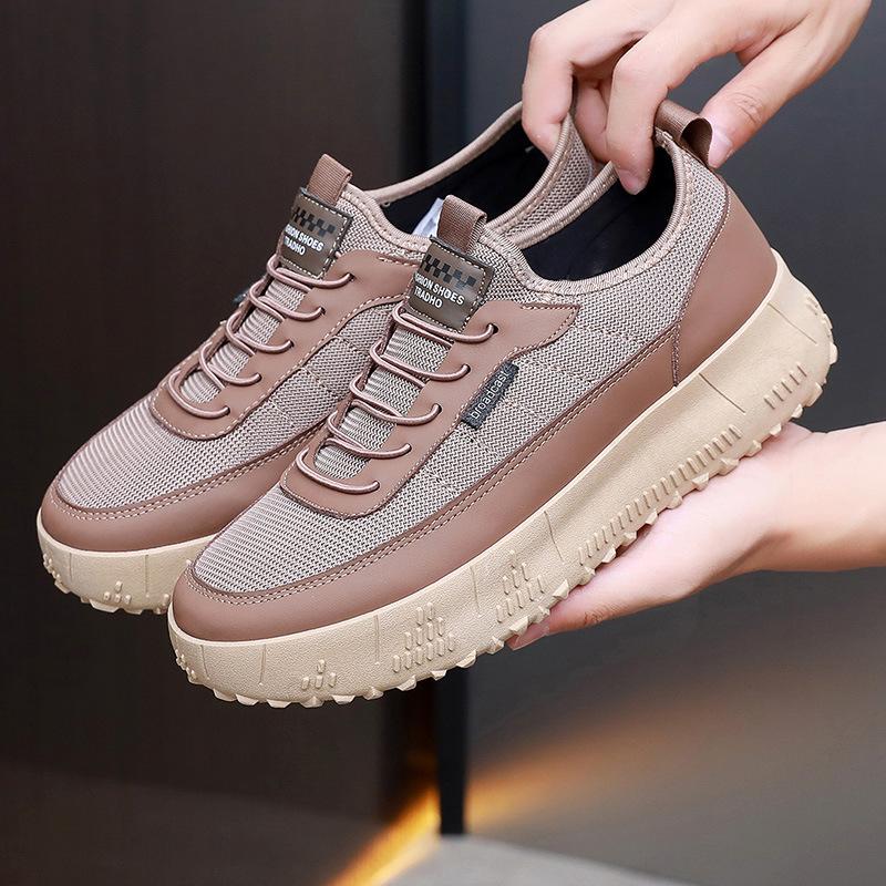 

Men s new casual sports shoes are comfortable and breathable, round head soft sole flat sole, fashionable and versatile platform men s shoes. 44 хаки