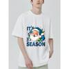 Christmas T-Shirt Black Santa Claus With It's The Season Text And Holiday Decorations For Festive Season