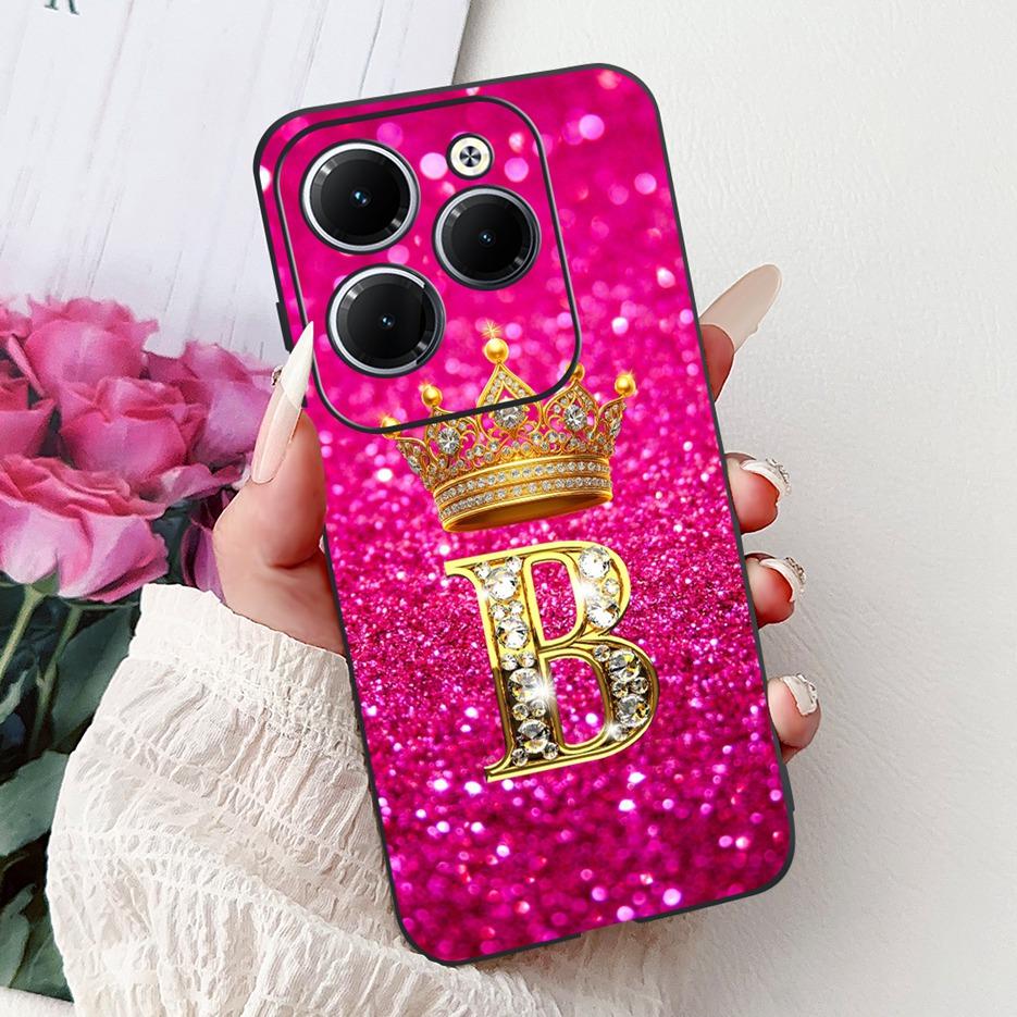 Pro pouzdro Infinix Hot 40 Pro X6837 Luxusní kryt s písmeny a korunkou Měkké silikonové pouzdro na telefon Pro Infinix Hot 40i Hot40 Pro Hot40i