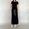 Modal A-Line Drawstring Skirt with Pockets Women Loose-fitting Long Skirts Solid Color Outwear High Waist Maxi Skirt