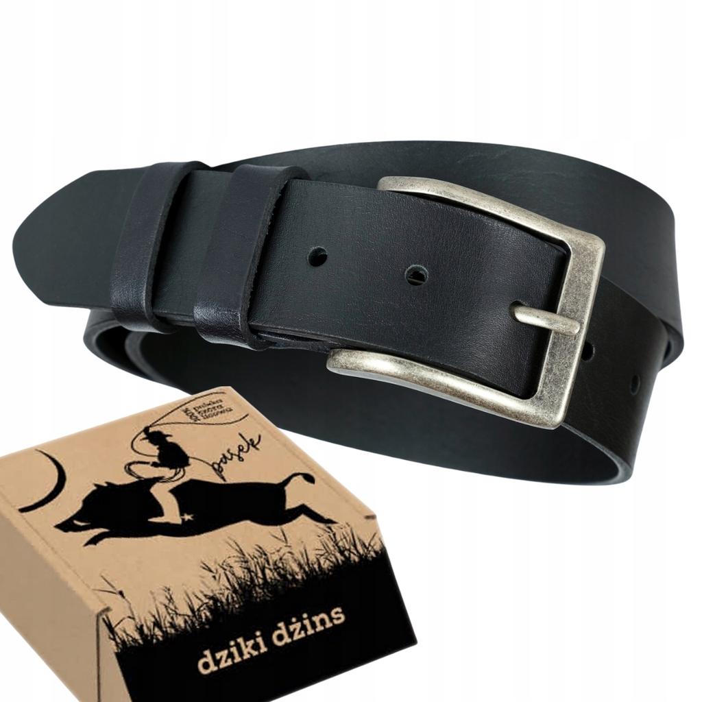 Wild DźINS men's leather belt black genuine grain leather Size 125 cm