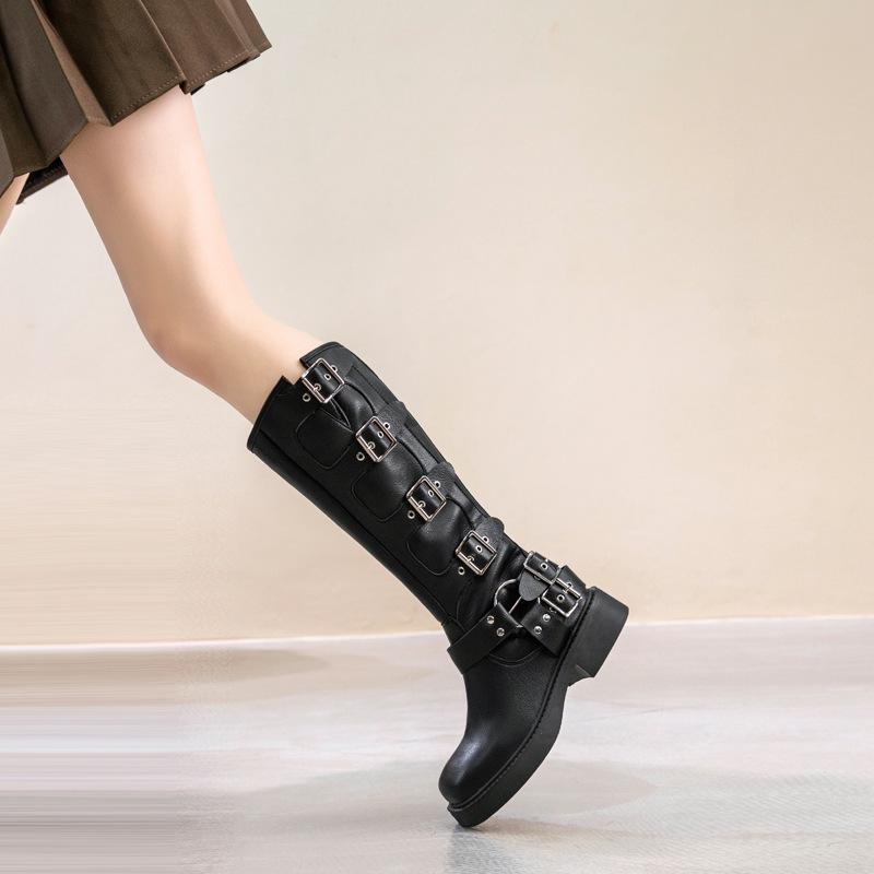 Women's Vintage Brown Genuine Leather Over-the-Knee Knight & Cowboy Boots