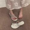 Freizeit-Sandalen Damen-Sandalen Set Zehentrenner Gefühl Fee Strasssteine Sommer Taubenei Außenbekleidung Premium