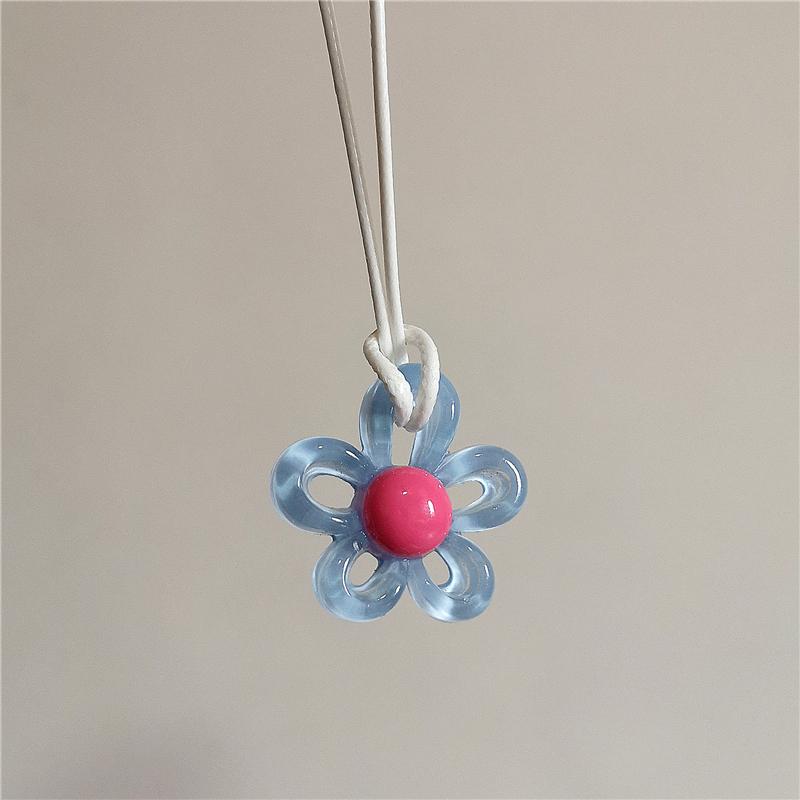 Koreanische Mode Harajuku Vintage Niedlich Bunt Acryl Blume Anhänger Choker Halskette Hals Charm Damen EMO Schmuck Zubehör