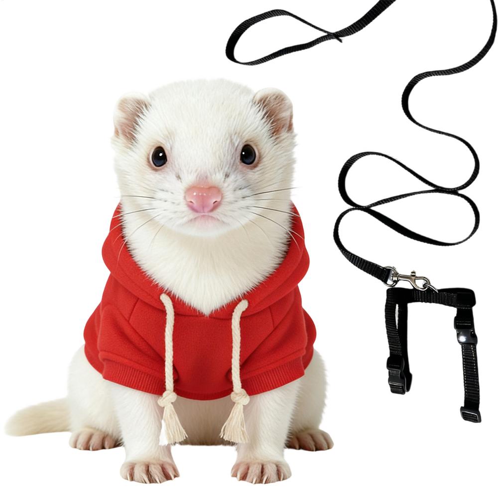 

Pet Ferret Hoodie Adjustable Ergonomic Comfortable Costume Ferret Costume And Leashes Set For Hamster Chinchilla Rabbits Puppy білий