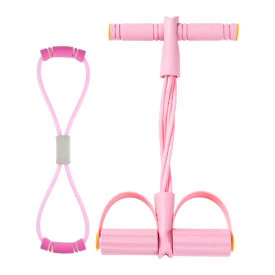 

Pedal Resistance Band with Handle 6-Tube Pedal Ankle Puller Elastic Sit-up Pull Rope Men Women Yoga Pedal Workout Band Exercise Equipment рожевий
