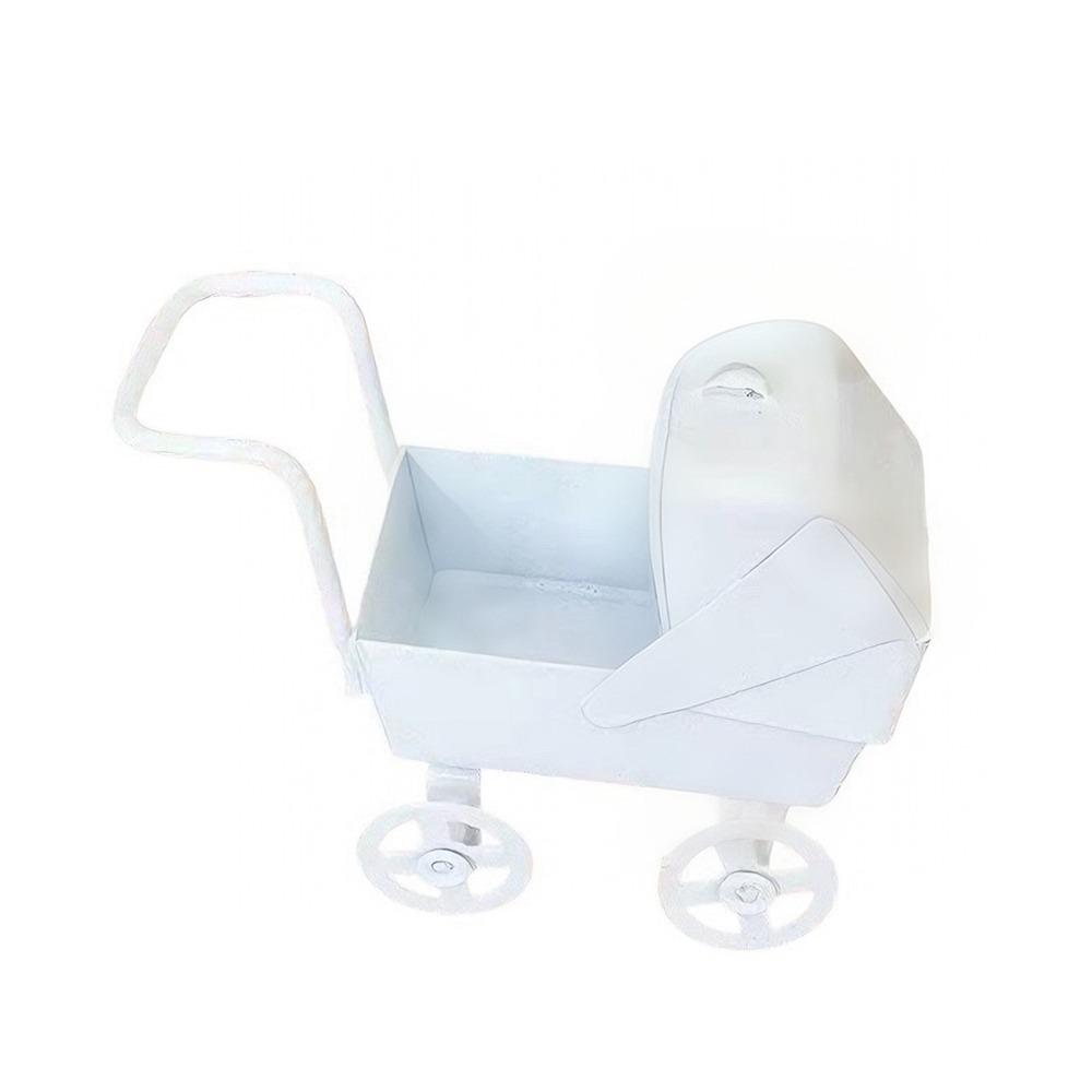 

Realistic Mini Bassinet Stroller Wrought Iron Doll Pram Toys Baby Stroller Model Collection Toy білий
