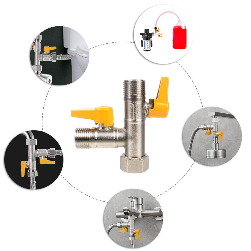 Brass Shower Arm Diverter Valve, G1 2   Shower Diverter Valve RV 3 Way By Pass Valve Replacement, Universal T Adapter
