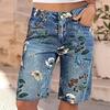 Cross2026 Florale High-Waist Wide-Leg Denim Capris für Damen