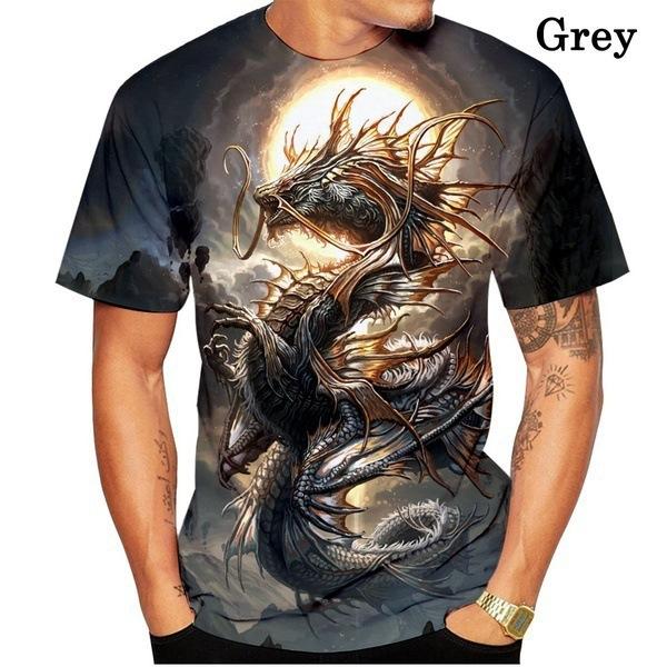 Cool Fashion Dragon 3D Printing T Shirt Casual Cartoon Anime Short Sleeve Tee