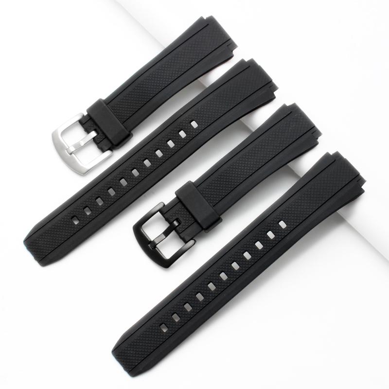 Silikon-Gummi Sport-Uhrenarmband für Casio 5119 Edifice EF-552 Armband EF-552D-1A Herrenarmband Edelstahl-Schnalle Schwarz 20mm