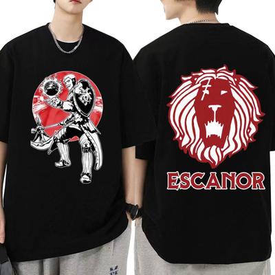 Camiseta japonesa Anime The Seven Deadly Sins Escanor Camiseta estampada com leão Camiseta casual de algodão da moda verão Camisetas grandes