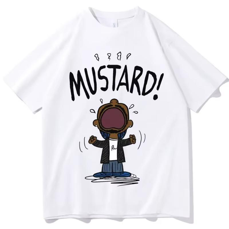 

Смешная футболка с мемом Кендрика Ламара MUSTARD Унисекс с коротким рукавом Хип-Хоп 100% Хлопок Графическая летняя футболка Свободная одежда для любителей музыки... S разноцветный