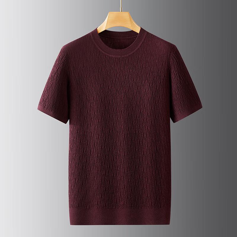 Men's Plus Size Pleated Short Sleeve Knit Sweater