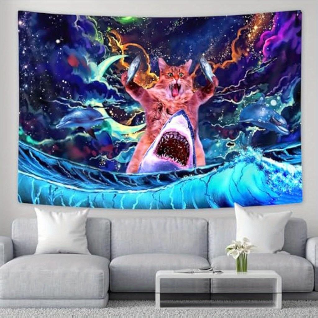 Whimsical Cosmic Cat Tapestry - Adorable Wall Hanging For Home Decor, Perfect Gift For Those Who Love Cute And Fantasy Designs