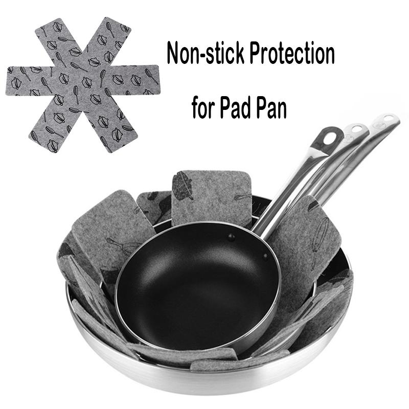 3pcs/6pcs Protectors Gray Print Divider Pads Pan Bottom Heat Insulation Protect Cookware Surfaces Pan Pad Scratching Separate