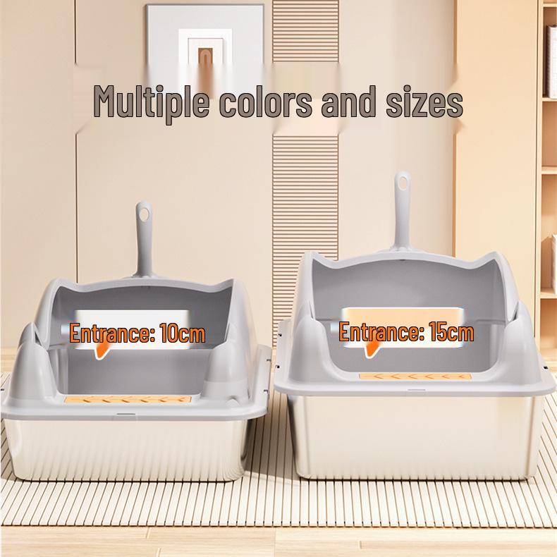 Top-Entry Stainless Steel Cat Litter Box with High Walls for Anti-Splash and Sand Control