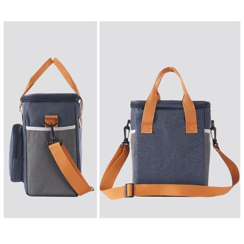 Insulated Food Container with Shoulder Belt Waterproof Lunch Storage Bag Large Capacity Multiple Pockets Box for Meal