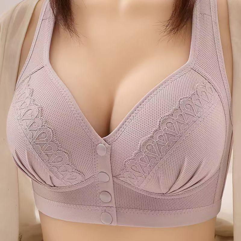 Women's Bra Front Buckle No Steel Ring Thin Cup Ladies Vest Underwear B/C Cup