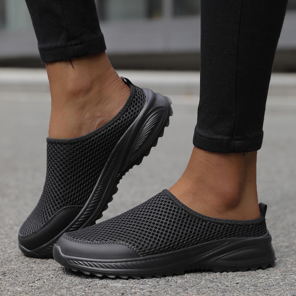 

Мода 36-46 Мужские полушлепанцы Противоскользящие Мужская повседневная обувь Легкие мужские шлепанцы на плоской подошве Дышащие Модные слипоны Балетки для улицы 46 чёрный