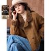 Women's Retro Suede Lapel Sheep Wool Coat
