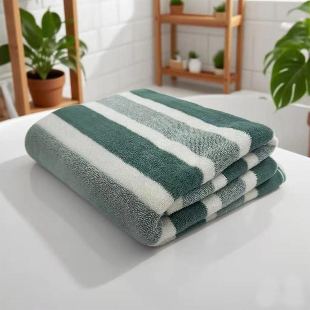 Durable Quick Drying Bath Towel Water Absorption Thickened Face Towel Striped Pattern Non Shedding Hand Towel Home Use