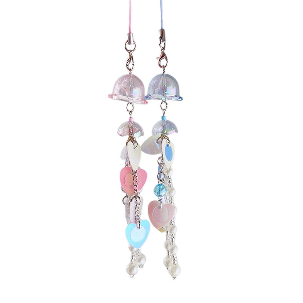 Sparkling Phone Decoration Charm Pendant Charming Jellyfish Shaped Pendant Phone Lanyard Stylish Keychain Charm Ornament