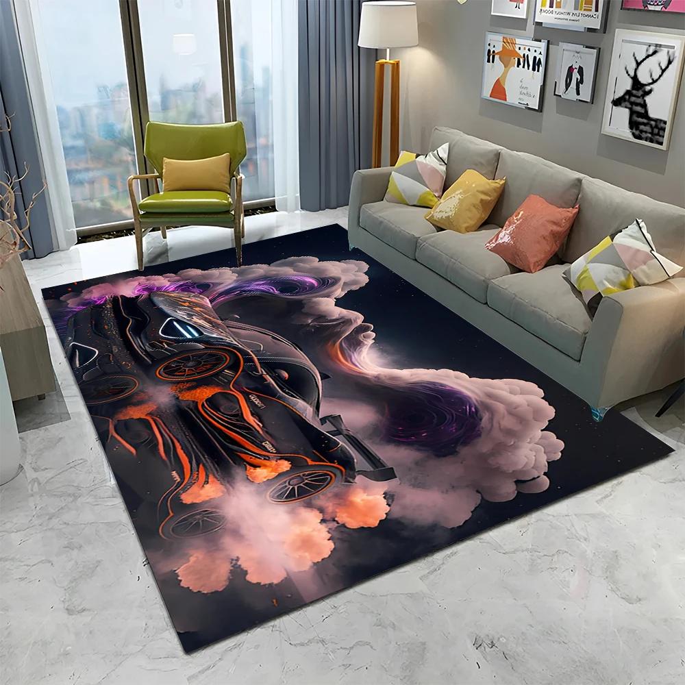 3D Toekomstige Sportwagen HD Concept Auto Cartoon Tapijt Vloerkleed voor Huis Woonkamer Slaapkamer Bank Deurmat Decoratie, Kinderen Antislip Vloermat