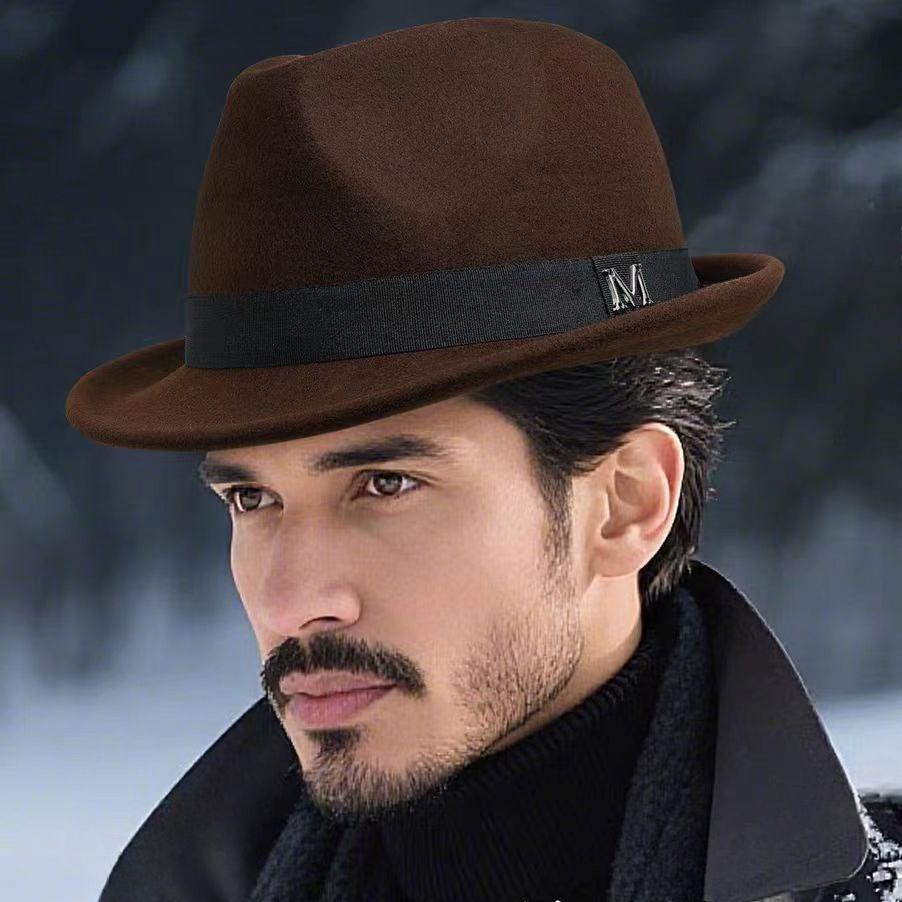 Autunno Inverno Taglia Grande Cappello Fedora da Gentleman in Lana Uomo Retrò Britannico Spesso Caldo Bordo Arrotolato Cappello in Feltro Versatile Casual Cappello Jazz Regali