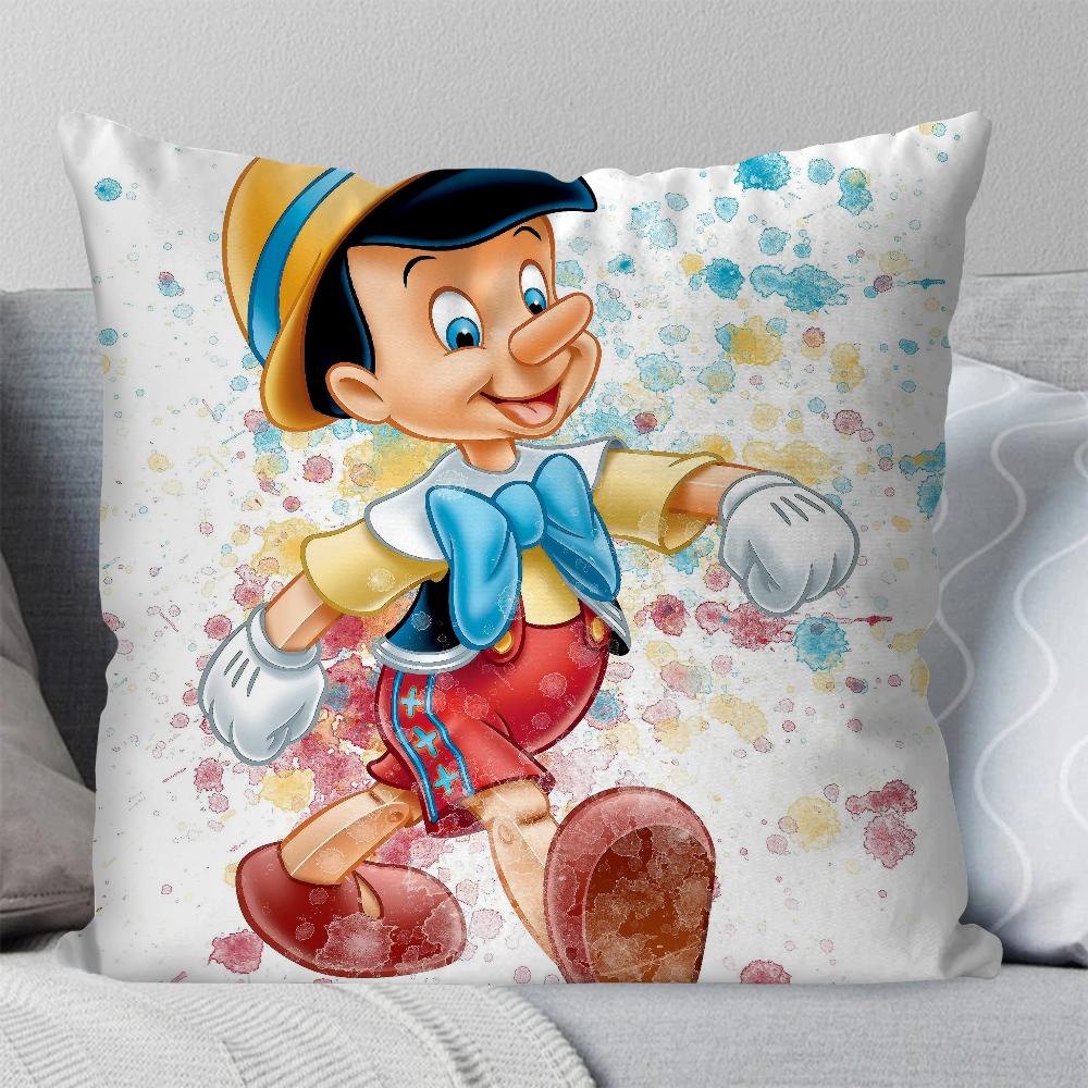 Classic Fairy Tale P-Pinocchio Animation Pillow Case Square Pillow Bedroom Sofa Leisure Comfort LivingRoom Home Decoration 40X40