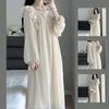 Camicia da notte in pizzo, pigiama da donna, coreano, con volant, abito da notte, primaverile, pigiama intero, manica lunga, colletto quadrato, abbigliamento per la casa