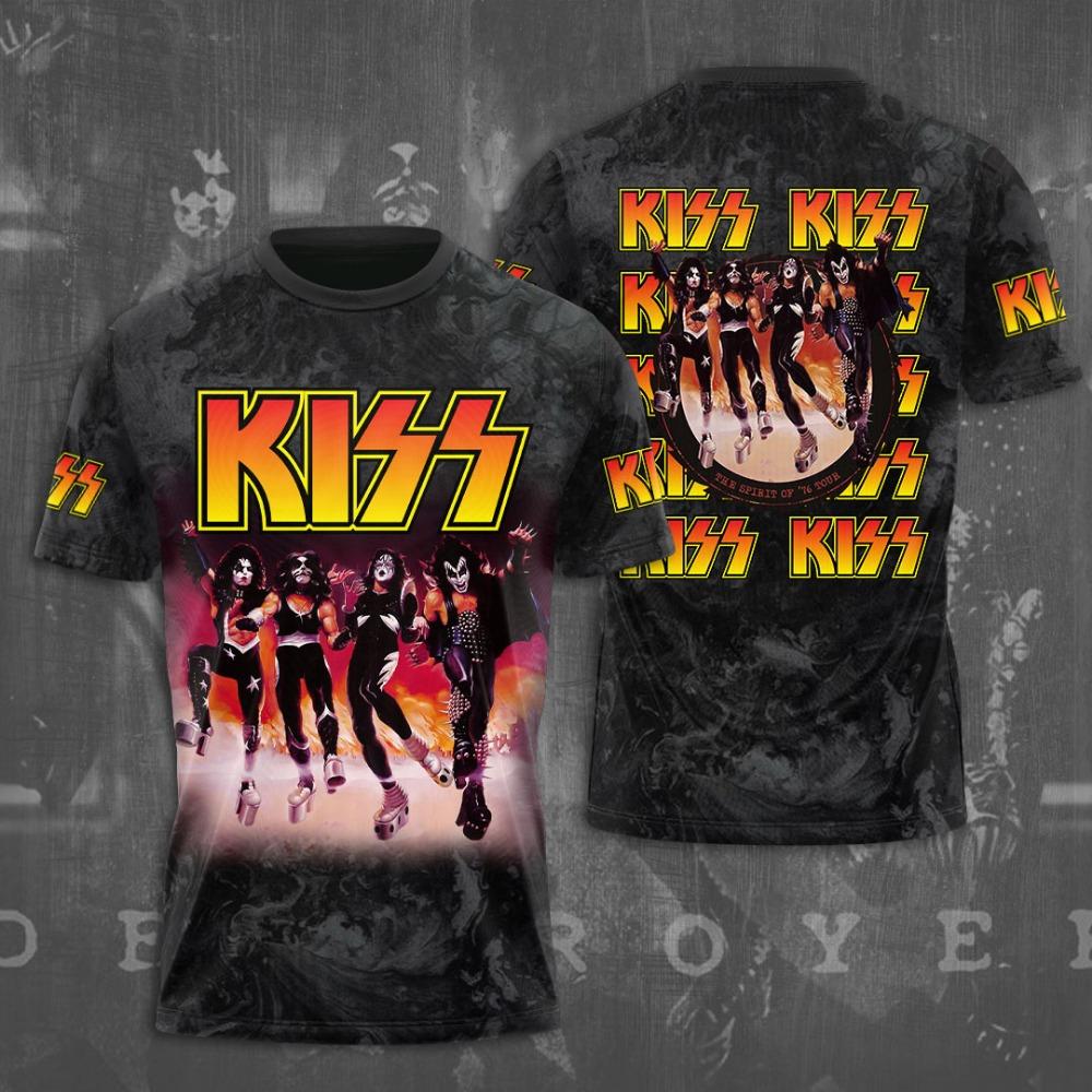 Kiss Band Cool Lässig Spaß Streetwear Hip Hop 3D Druck Herren/Damen Kurzarm T-Shirt Oversized Rundhals Tee Top Herren T-Shirt