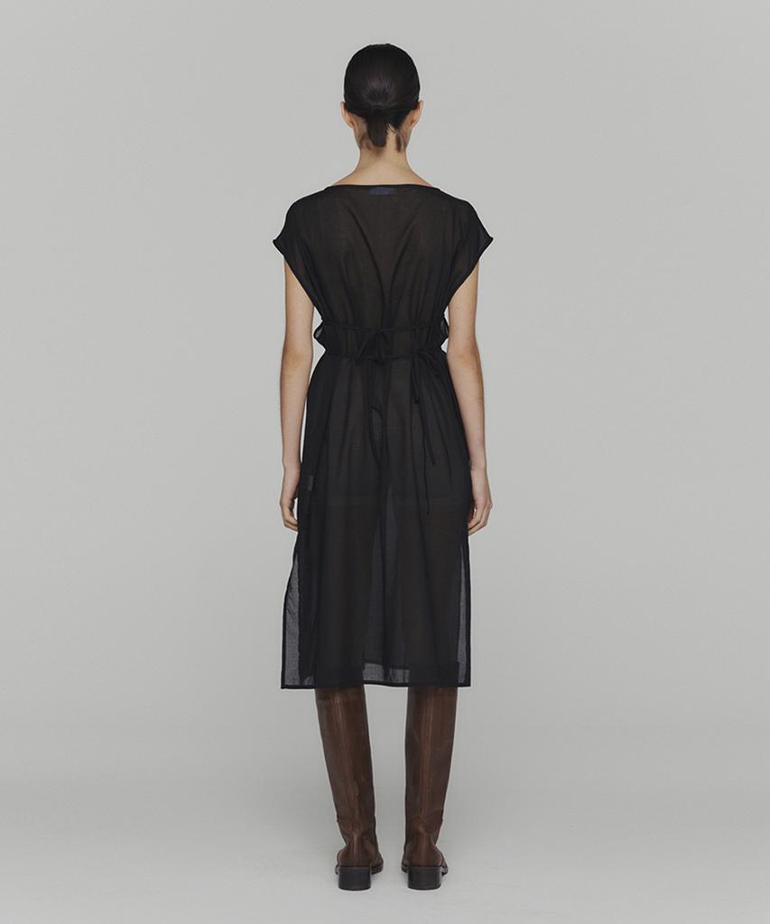 Amomento Sheer Drawstring Dress_Black