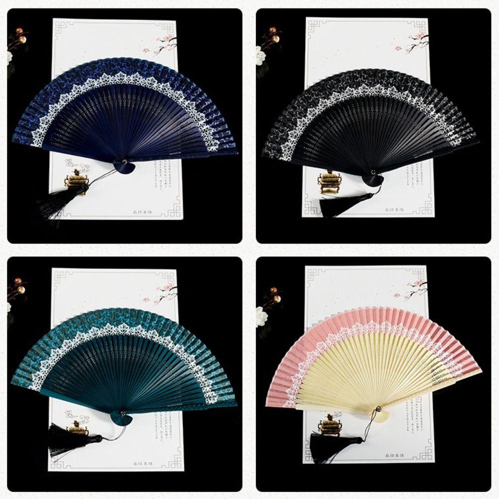 Silk Cloth Color Changing Folding Fan Bamboo Material Dance Fan Elegant Handicraft Fan Summer Use