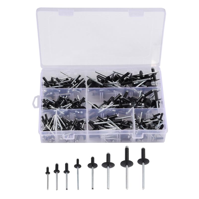 385pcs Metal Blind Rivets Assortment Large Flanges Designs Heavy Duty Fasteners Simple Installation for Secure Fastening