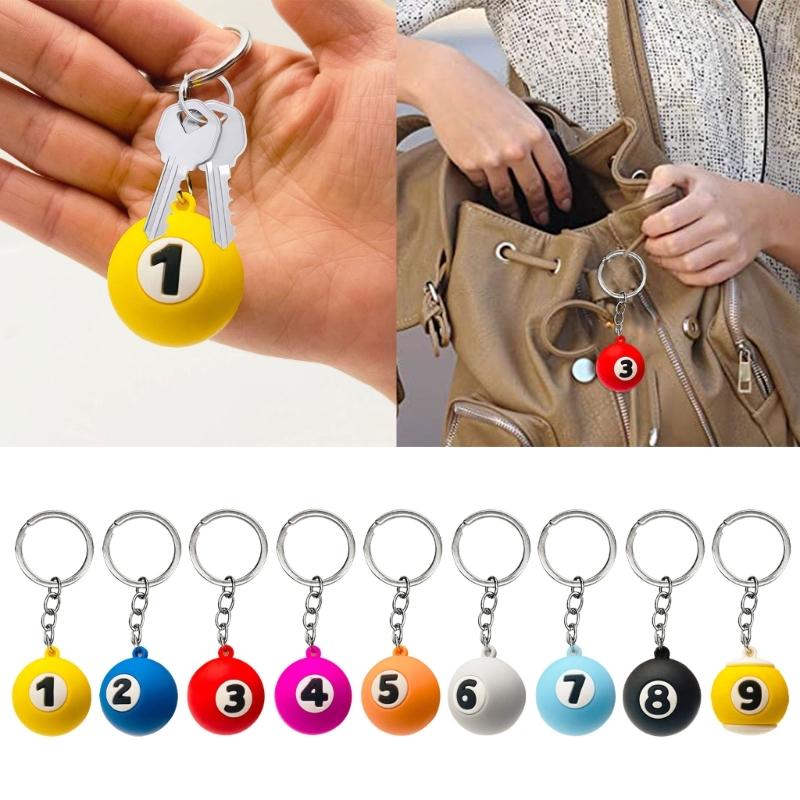 Portachiavi Ciondolo Biliardo Simulazione Creativa N.1 a N.9 Ornamento Portachiavi Borsa da Biliardo Periferiche Sportive Regalo