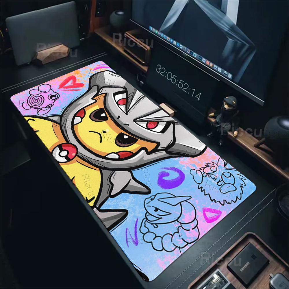 Mouse Pads Extended Gaming Mechanical Keyboard Pad Pokemon Graffiti Pikachu Pattern Gaming Accessories Carpet Kawaii Nonslip Rug