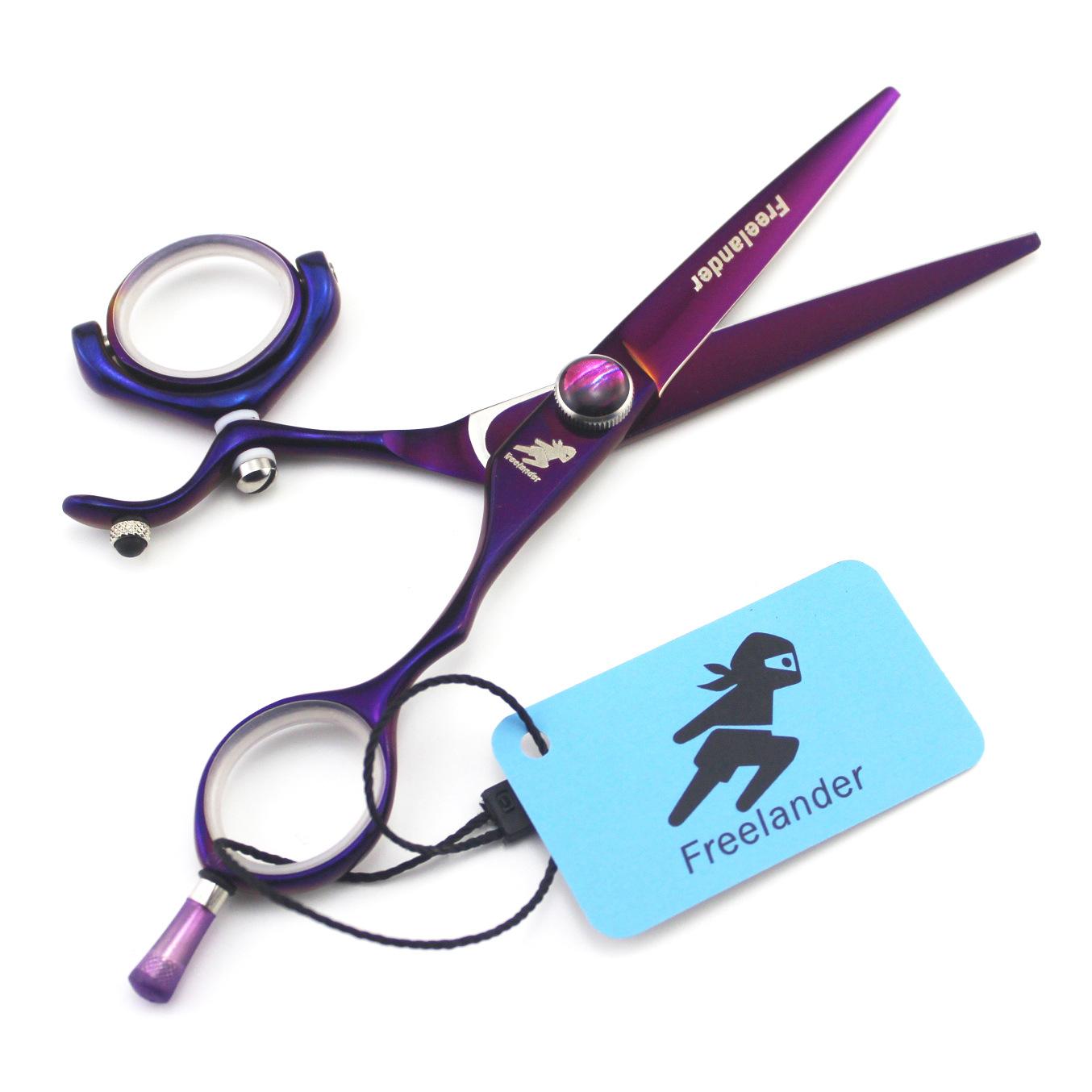 Ножницы для стрижки волос Freelander Purple 5,5 дюйма, Ножницы для волос, Прямые ножницы, Ножницы для челки, Летающие ножницы с вращением на 360° 5.5inch purple to flat cut