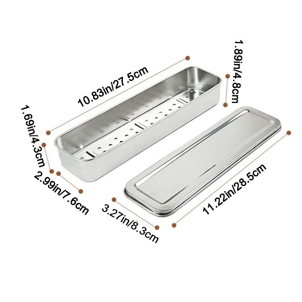 Draining Spoon Fork Storage Box Stainless Steel Chopsticks Cage Durable Cutlery Holder  for Kitchen