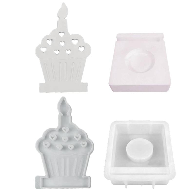 Heart Cake Candlestick Resins Moulds Cake Candle Holder Silicone Molds DIY Castings Moulds for Table Home Decorations